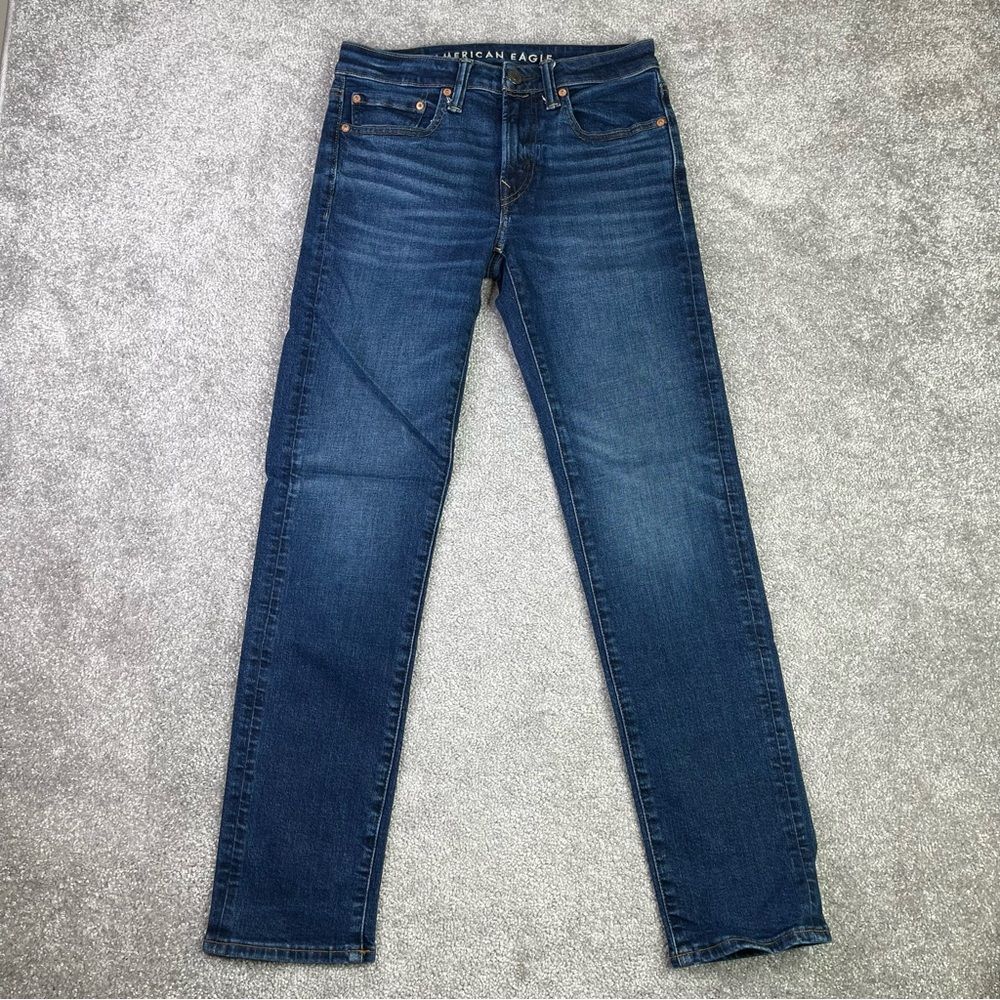 American Eagle Jeans Men's 28X30 Blue Slim Straight Low Rise Dark Denim Preppy